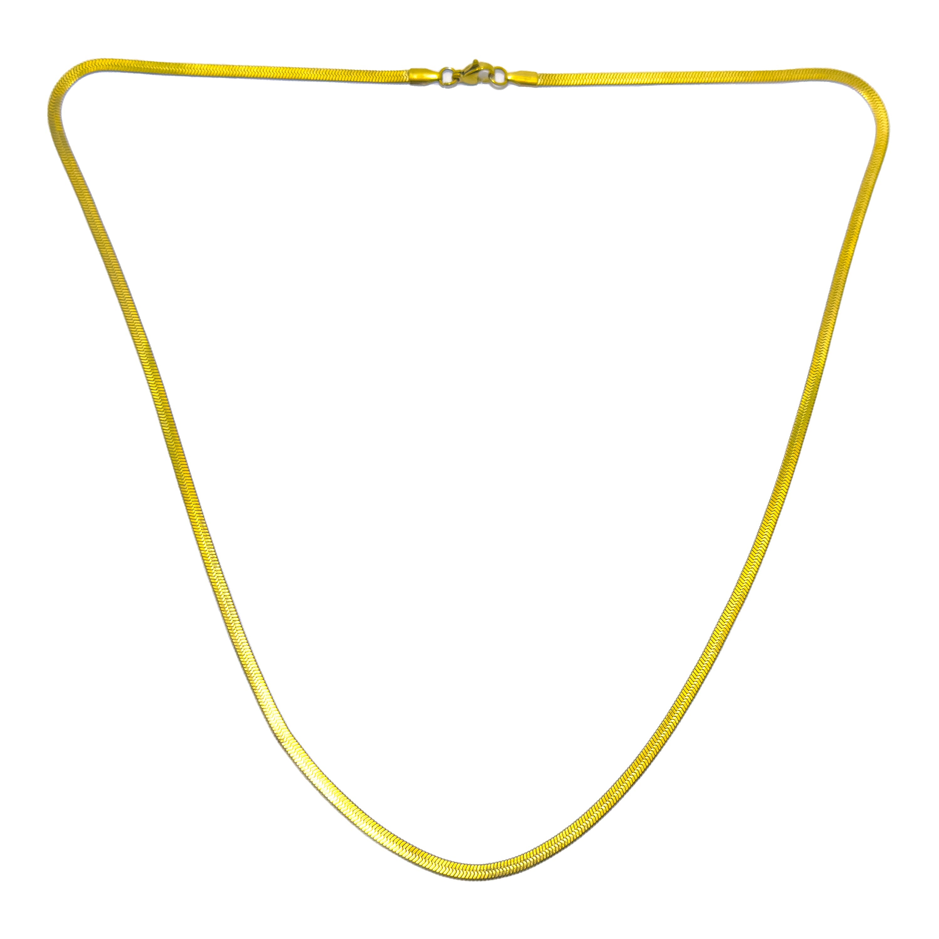 Gold Herringbone Chain Necklace