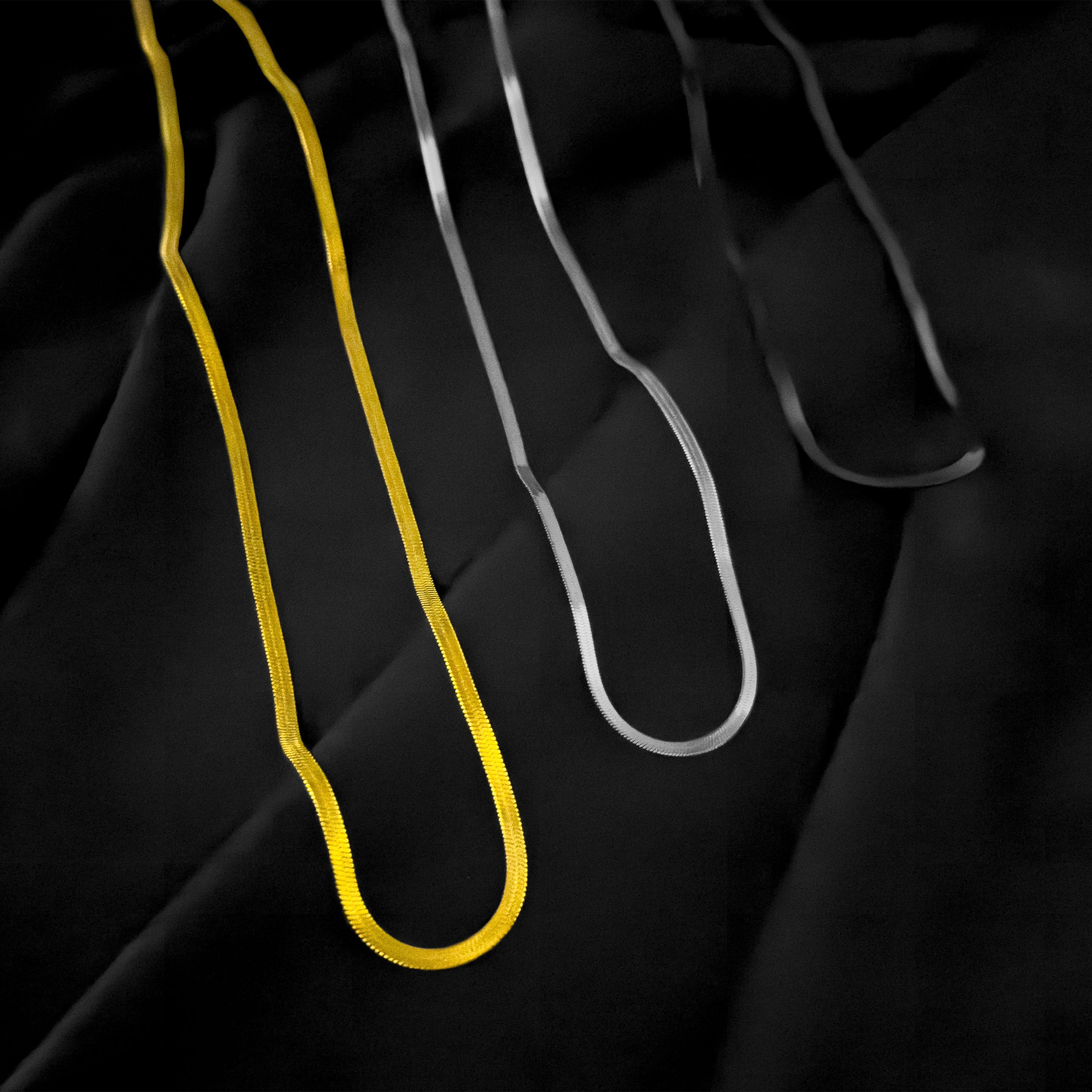 Gold Herringbone Chain Necklace