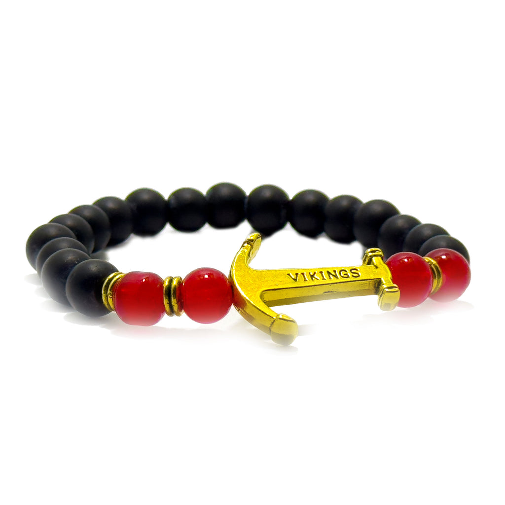 Red Viking Anchor Beaded Bracelet (Single)