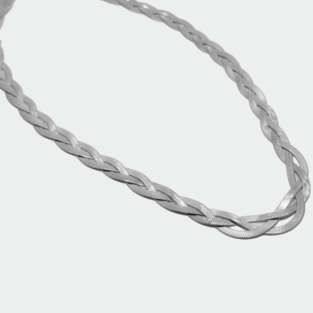 Braided Silver Chain Necklace