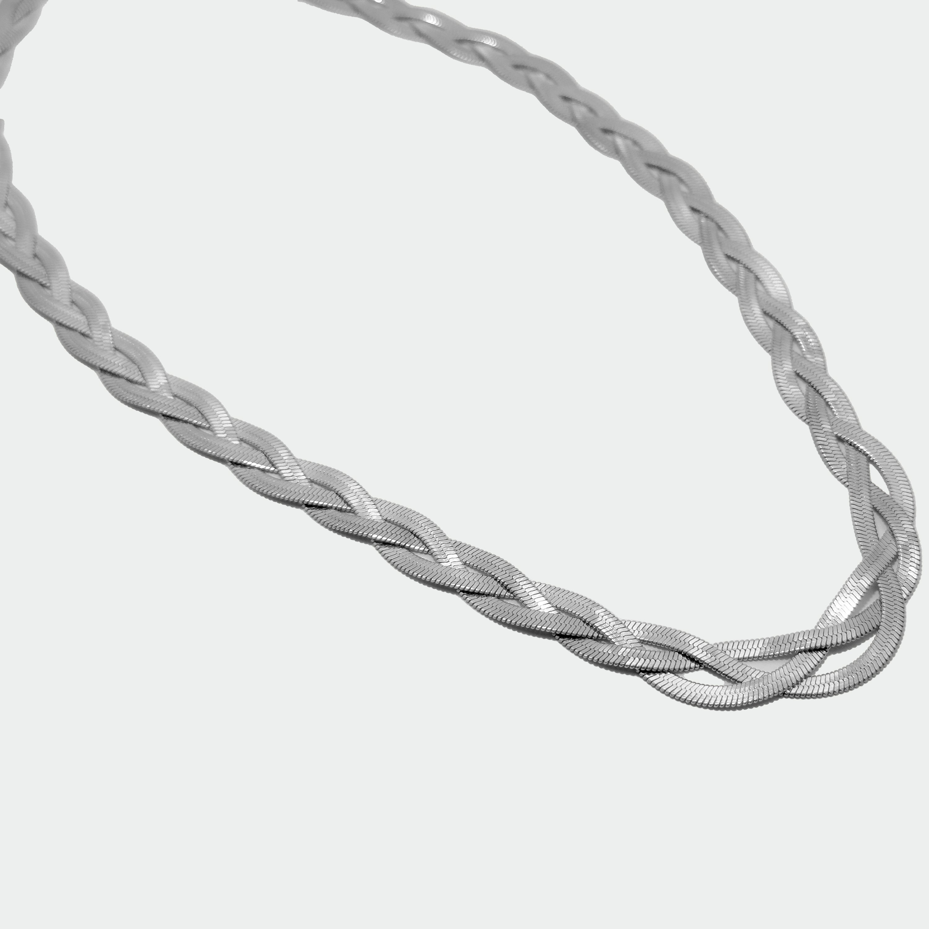Braided Silver Chain Necklace