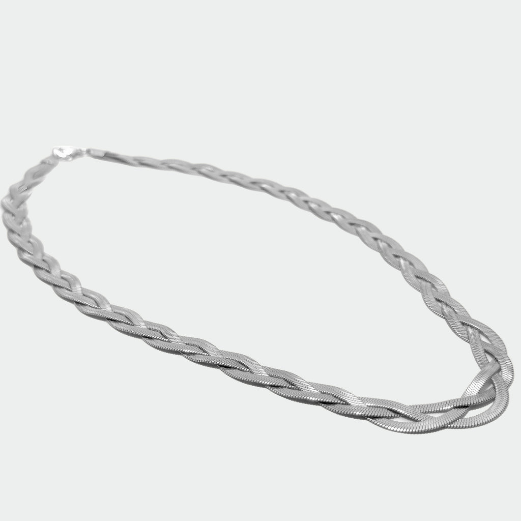 Braided Silver Chain Necklace
