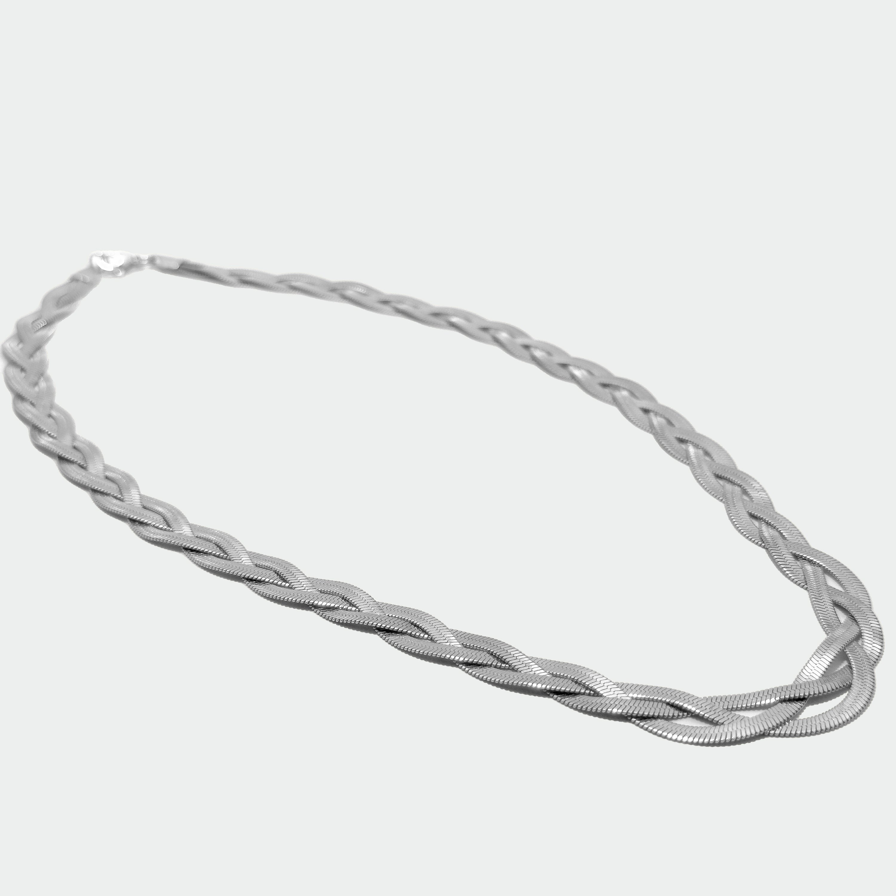 Braided Silver Chain Necklace