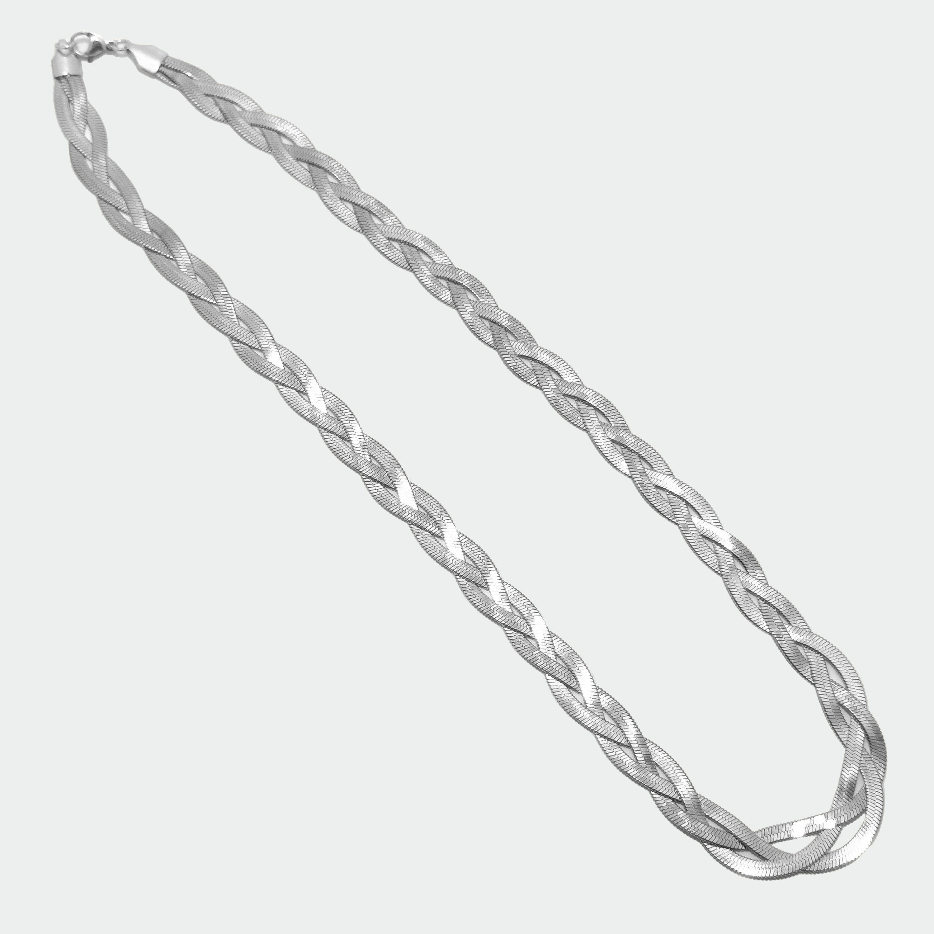 Braided Silver Chain Necklace
