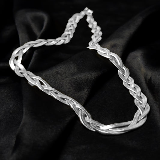 Braided Silver Chain Necklace