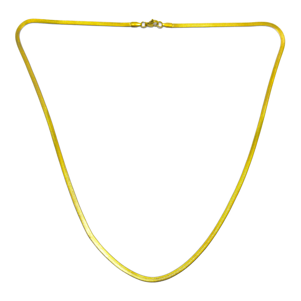 Gold Herringbone Chain Necklace