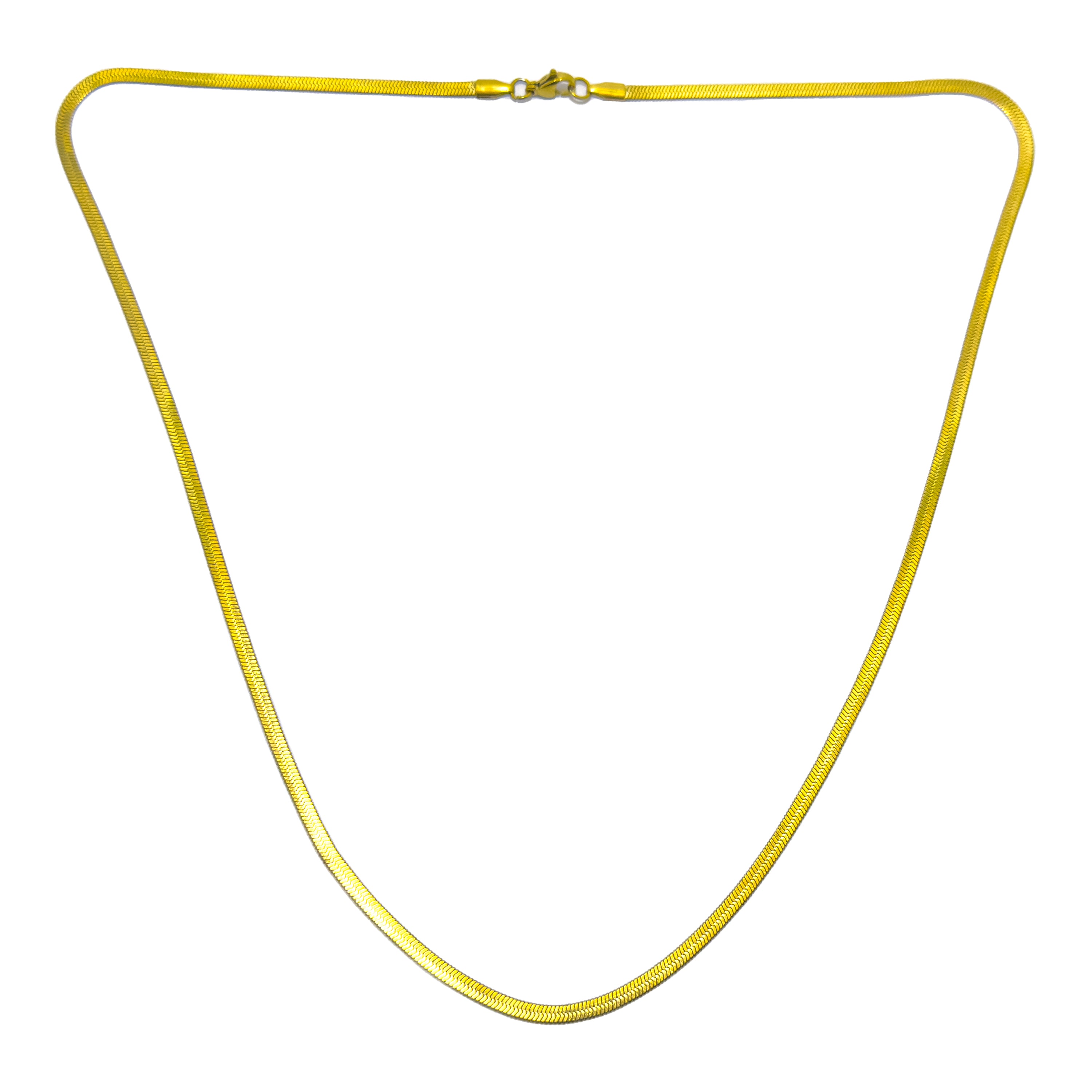 Gold Herringbone Chain Necklace