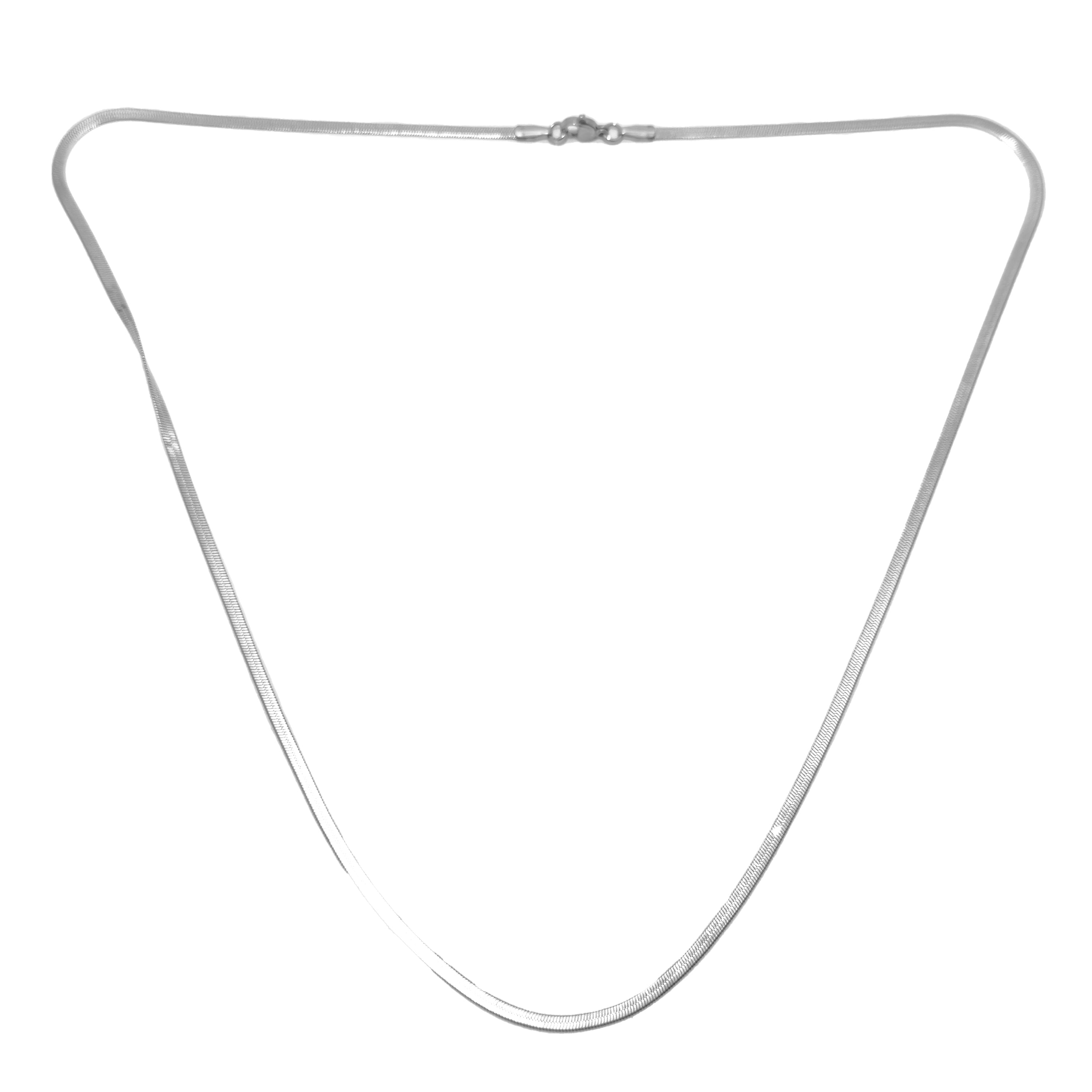 Silver Herringbone Chain Necklace