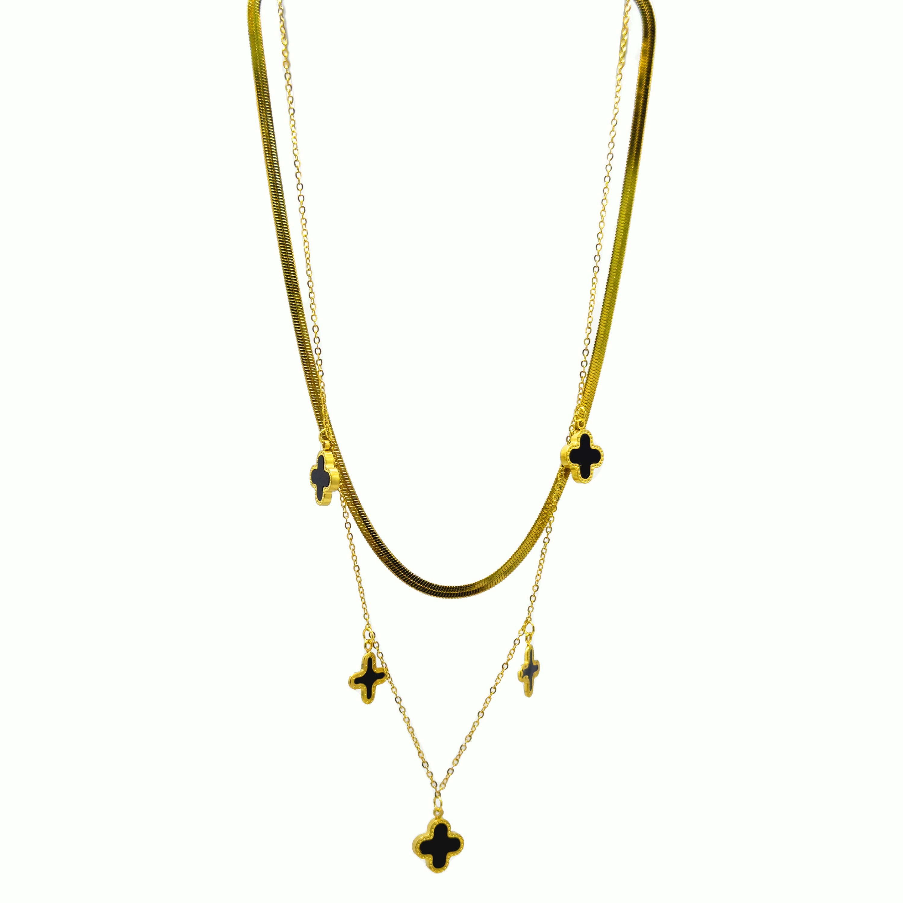 Twain Clove Chain Necklace (Dual Chain)